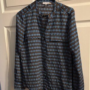 Calvin Klein Geometric Blue and Brown Shirt